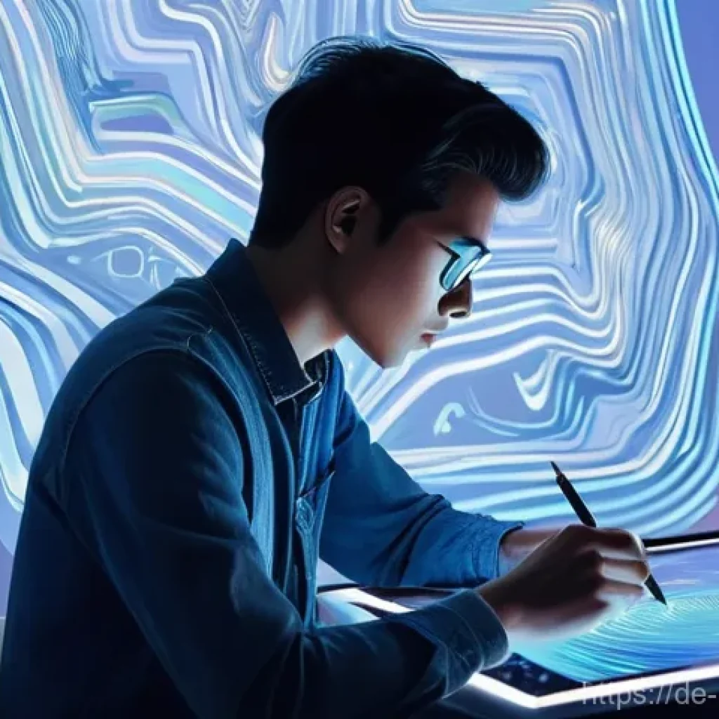 디지털 아트 작품 - **Prompt 1: AI-Enhanced Digital Artist at Work**
    A young, focused digital artist, dressed in sty...