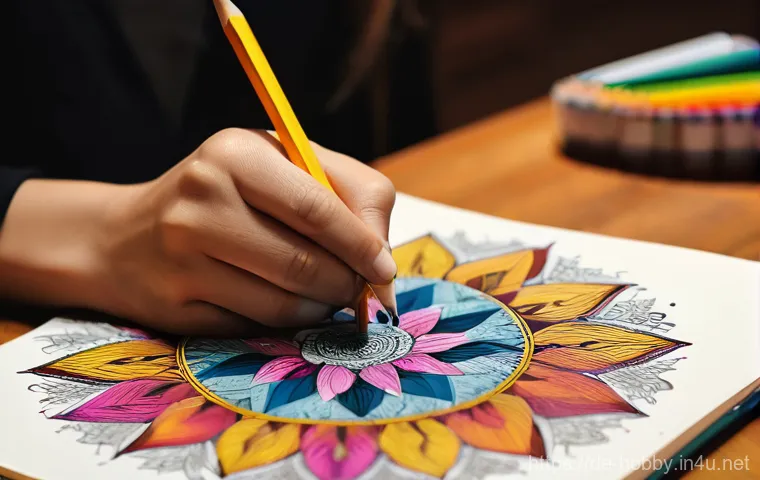 색칠 공부 아이디어 - **Prompt 1: A tranquil moment of mindful coloring.**
"A peaceful scene showing a person from a s...
