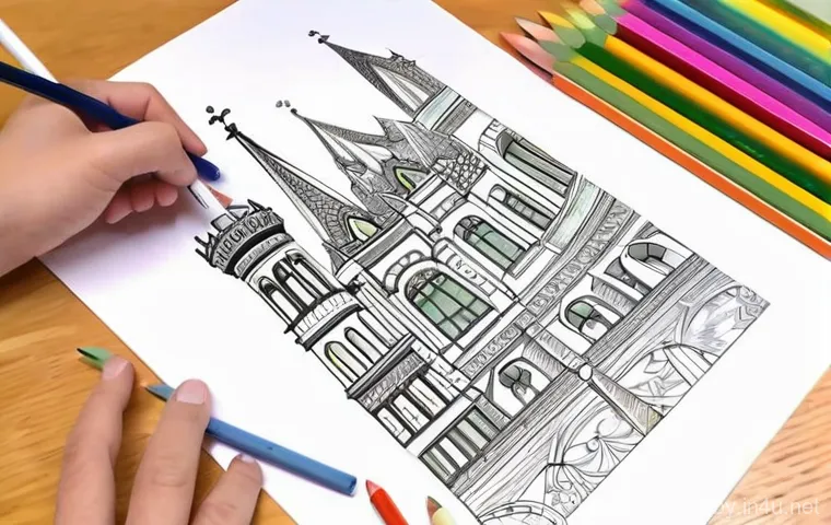 색칠 공부 아이디어 - **Prompt 2: An imaginative coloring journey.**
    "An illustrative scene showcasing a vibrant, fant...